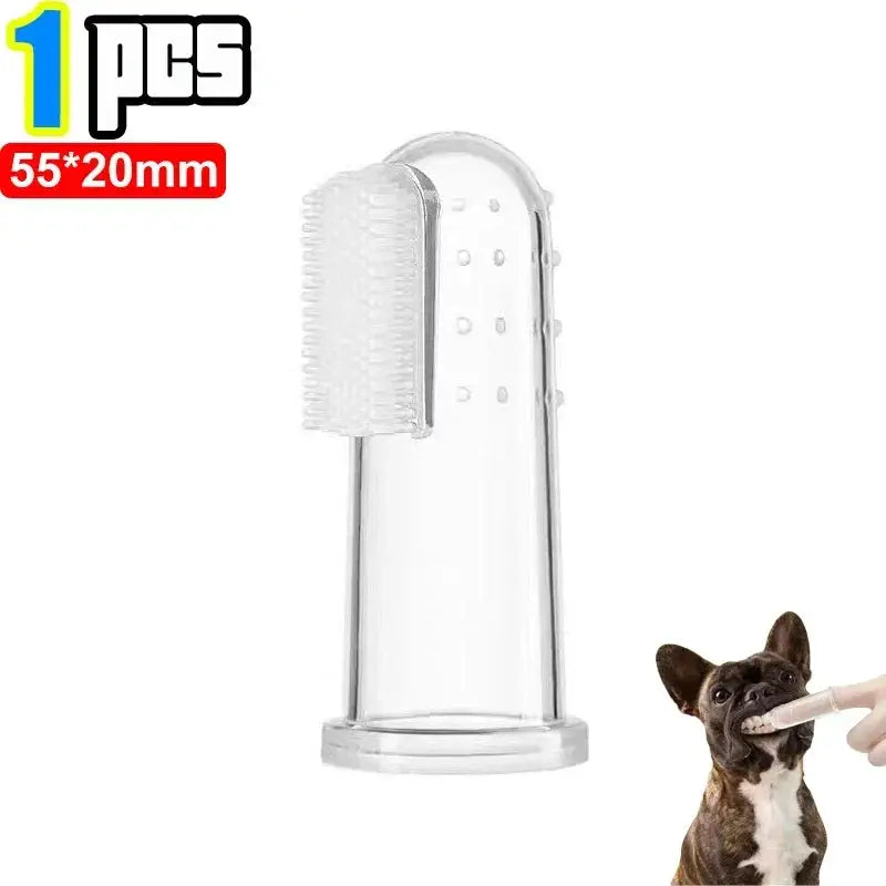 Soft Silicone Finger Cuff Pet Toothbrush for Dogs and Cats Gentle Teeth Cleaning for Bad Breath and Tartar Control