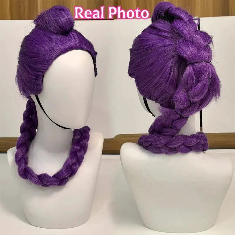 Simples Market Movie Kpop Anime cosplay wig, purple long braided style, heat resistant synthetic.