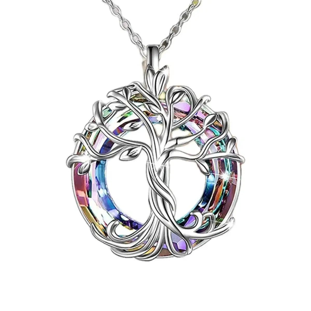 Tree Of Life Necklace With Circle Crystal Exquisite Family Tree Pendant Jewelry Gift For Women Mom Daughter - Simples Market