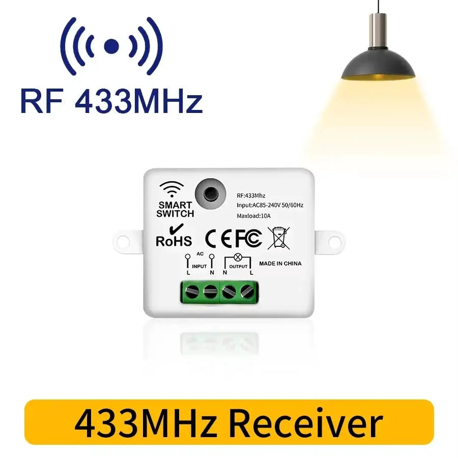 RF 433MHz Wireless 10A Relay Light Switch 220V 110V Mini Round Button Wall Panel Switch For LED Lamp