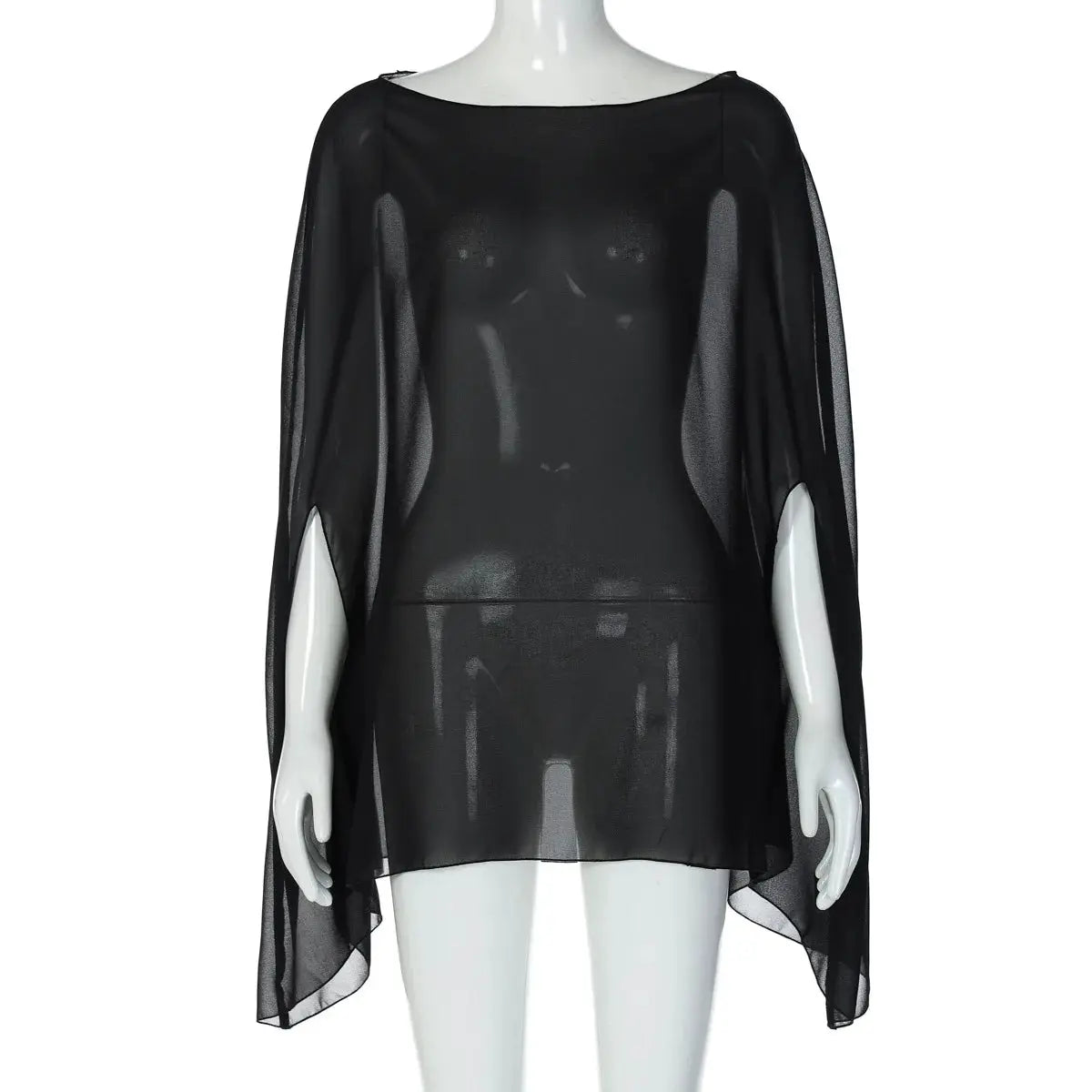 Simples Market black see-through chiffon blouse cover-up for women, nightclub top