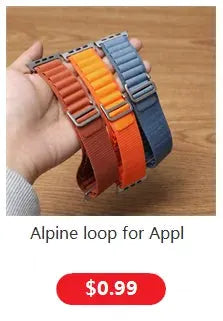 Silicone magnetic Apple Watch bands set of 3 by Simples Market in brown, orange and blue (44–49mm)