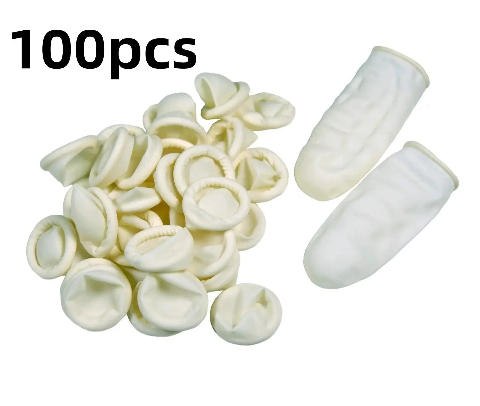 Disposable fingertip protectors, 100pcs, natural rubber latex, white, non-slip