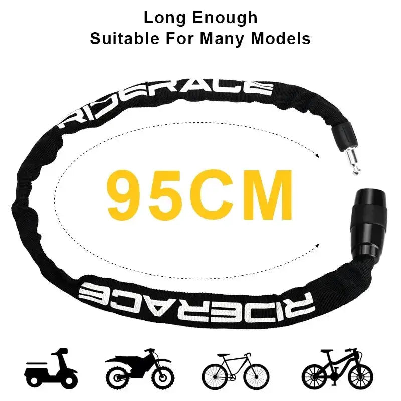 Riderace Bicycle Chain Lock Portable Anti Theft High Security MTB Mountain Bike Lock With Two Keys For Scooter EBike