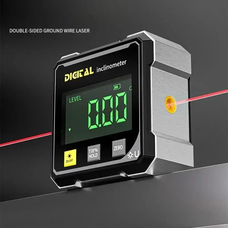 Pocket Digital Level Protractor Inclinometer Magnetic Base Dual Laser Lines 360 Degree Digital Angle Gauge