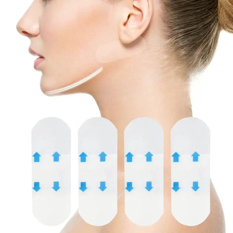 V Lift face sticker patches for chin lift; four white breathable adhesive patches with blue arrows.