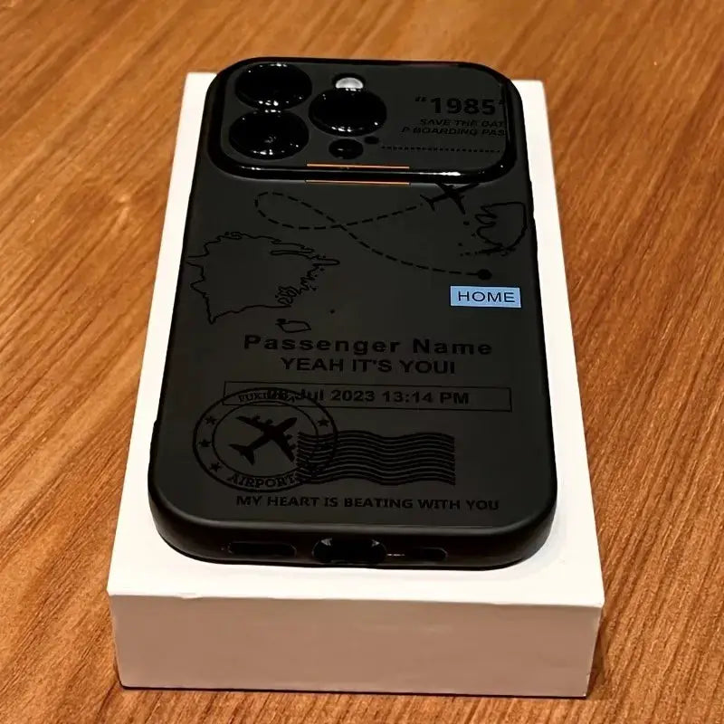 World Map Airplane Routes Pattern iPhone case, black, for iPhone 17 Pro and other Pro models