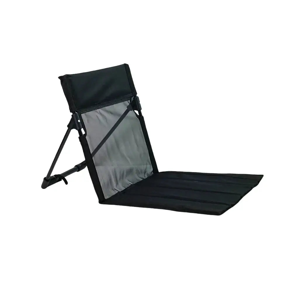 Outdoor foldable camping chair with Oxford cloth, black frame and gray backrest cushion