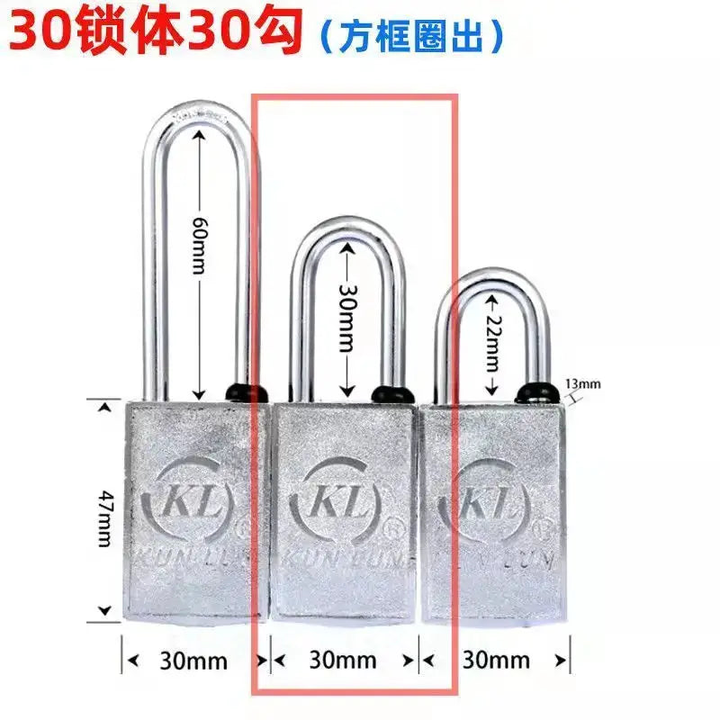 Simples Market magnetic lock padlocks set of 3; silver anti-rust padlocks with 60mm, 30mm and 22mm shackles