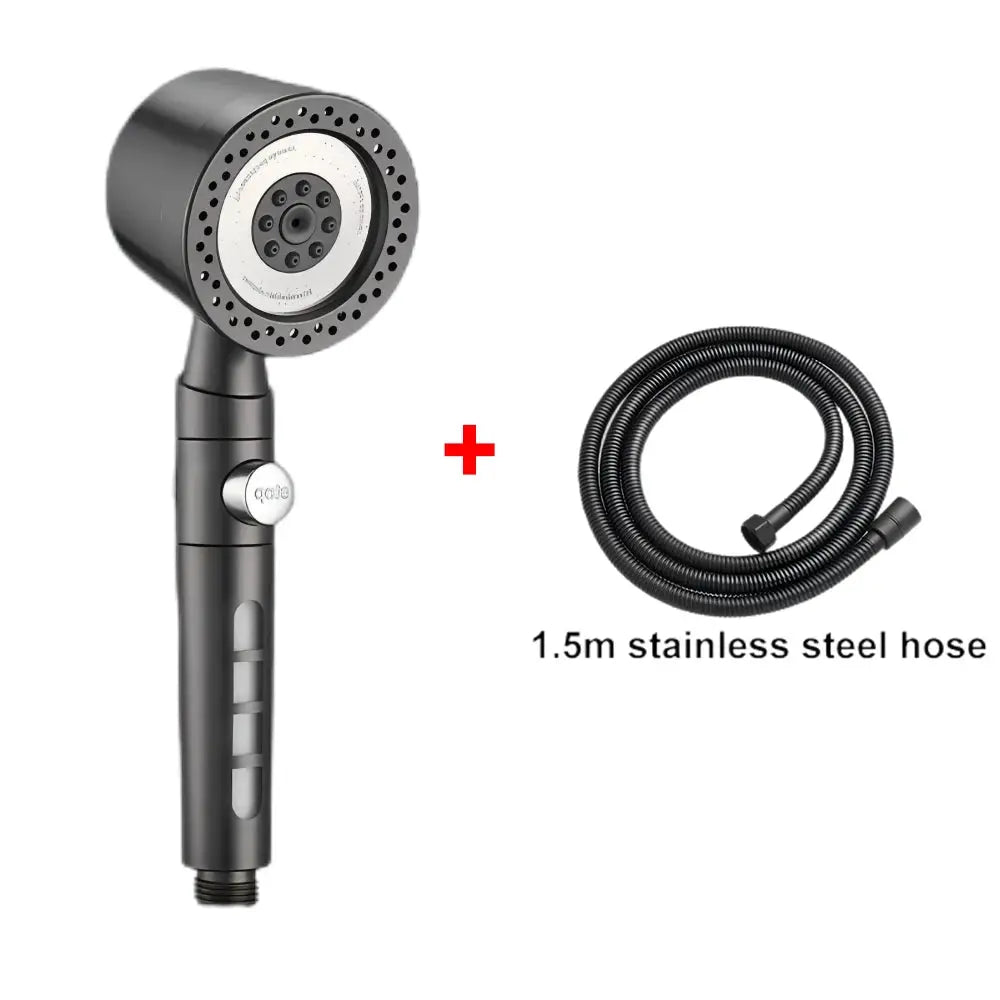 5-mode handheld shower head by Simples Market with 1.5m stainless steel hose, black