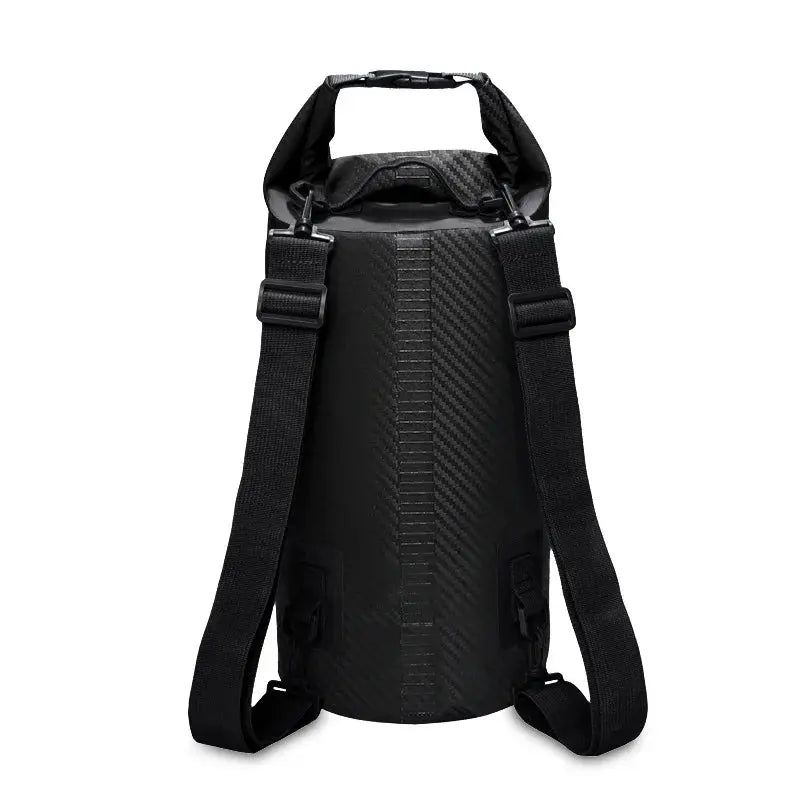 PVC waterproof dry bag by Simples Market, black cylindrical bag with double shoulder straps for outdoor use