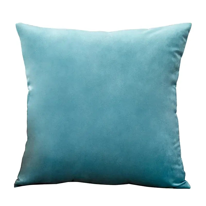 Velvet cushion cover 45x45 cm in teal blue for living room decor