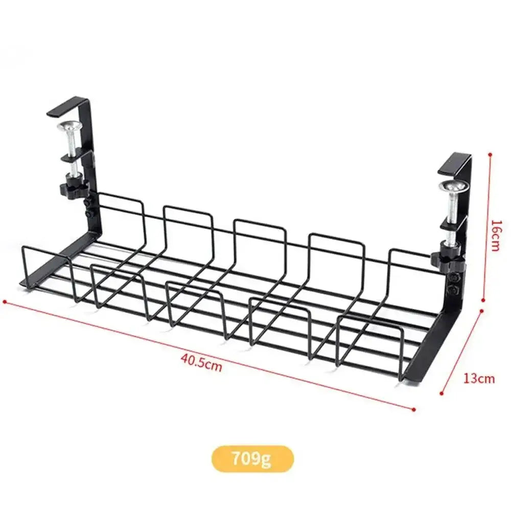 Metal Under Desk Storage Rack And Cable Management Tray No Punching Wire Organizer For Home Office
