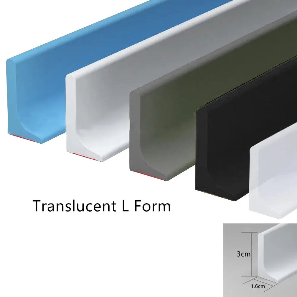 Simples Market silicone L-shaped shower dam strips set of 5 in blue, white, gray, black and clear