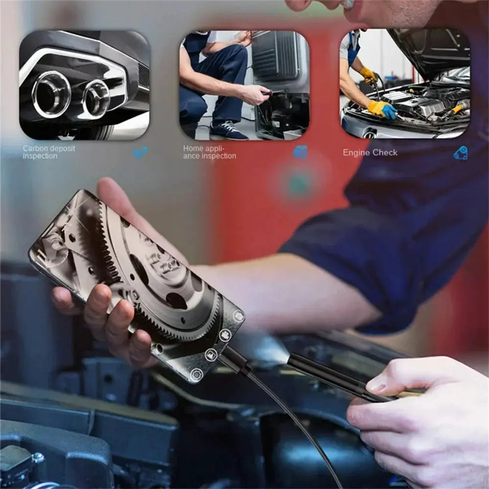 Dual Lens Endoscope Camera 7.0mm IP67 Waterproof Borescope With Adjustable LED Lighting For Android And PC USB Type C