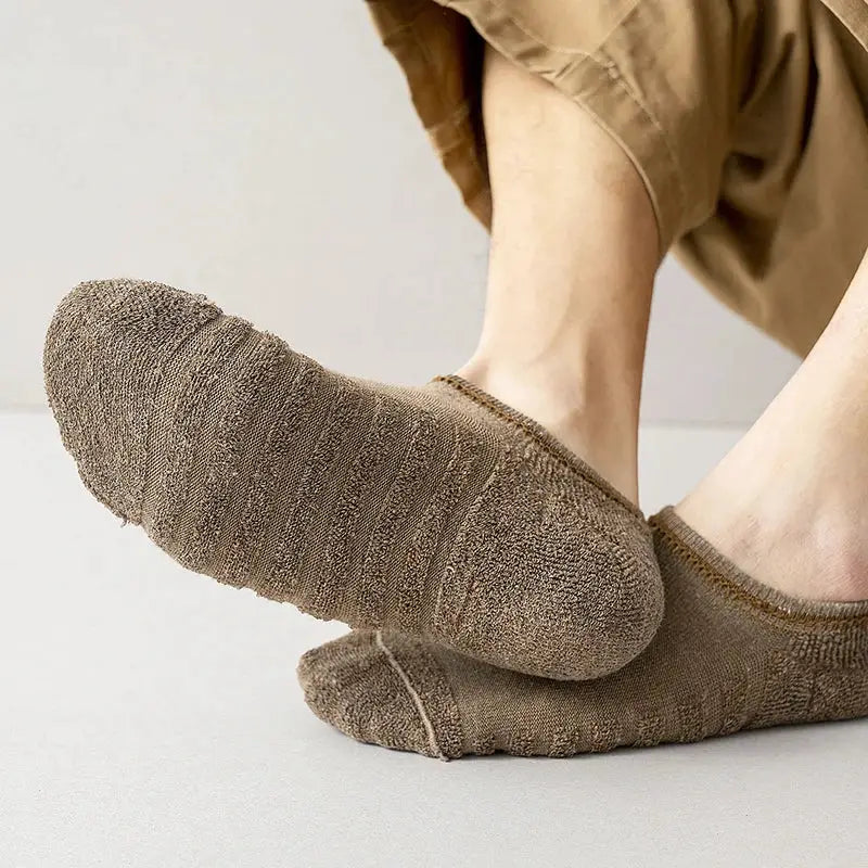 5 Pairs Mens Short Socks Cotton Breathable Ankle Low Cut Non Slip Casual Crew Socks For Summer And Autumn Wear