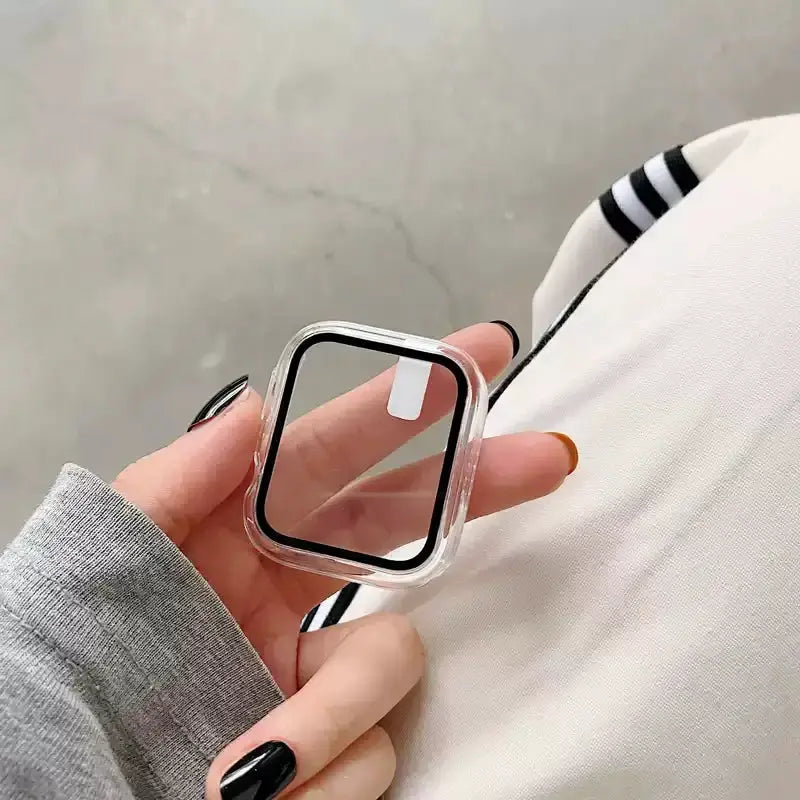 Apple Watch case with clear tempered-glass protection
