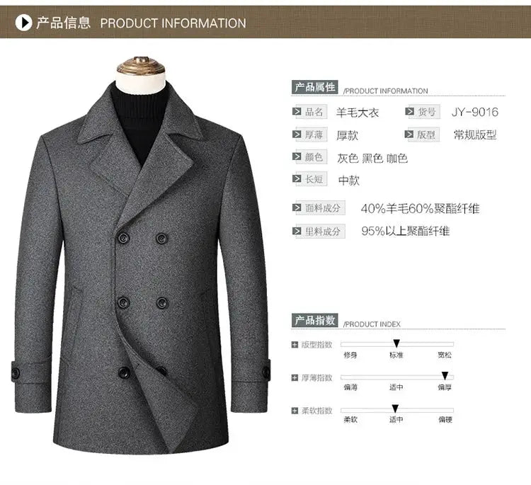Men's double-breasted gray wool-blend coat by Simples Market