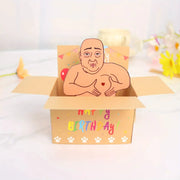 One Piece Hilarious Birthday Pop Up Card With Humorous 3D Character Design Featuring Heart Balloons And Confetti