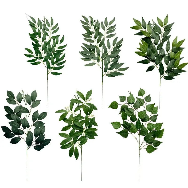 Artificial eucalyptus stems, set of 6 with green leaves for wedding or home decor; Simples Market.