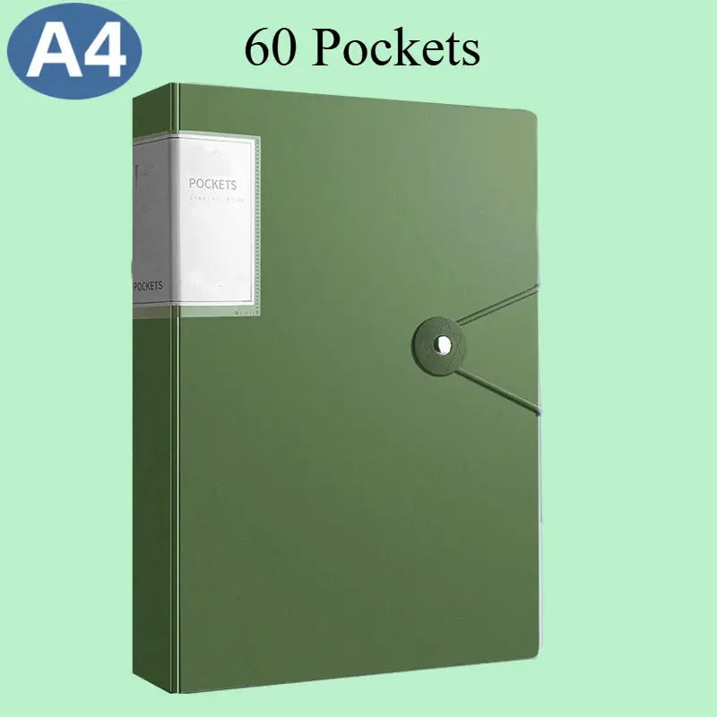 Simples Market green A4 binder with 60 pockets, document organizer for designers and students