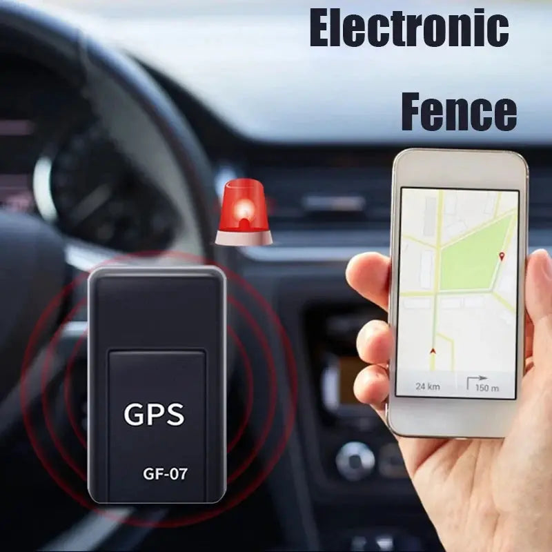 Black GF-07 magnetic mini GPS tracker for car or pet with real-time location via app