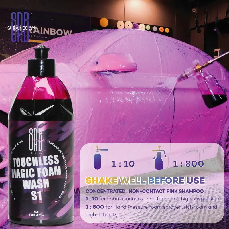 Pink Foaming Snow Foam Car Wash Soap by Simples Market in a pink bottle, ideal for foam cannons and bucket washes.
