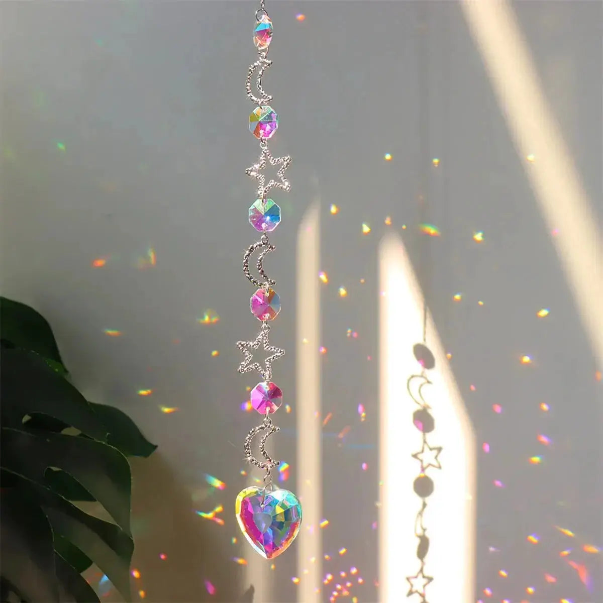 Galaxy Stars Moon Crystal Sun Catcher Hanging Decoration For Outdoor Garden Wall