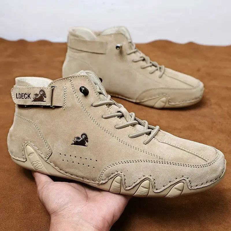 UrbanStride Men Waterproof High Top Winter Motorcycle Boots Luxury Microfiber Footwear