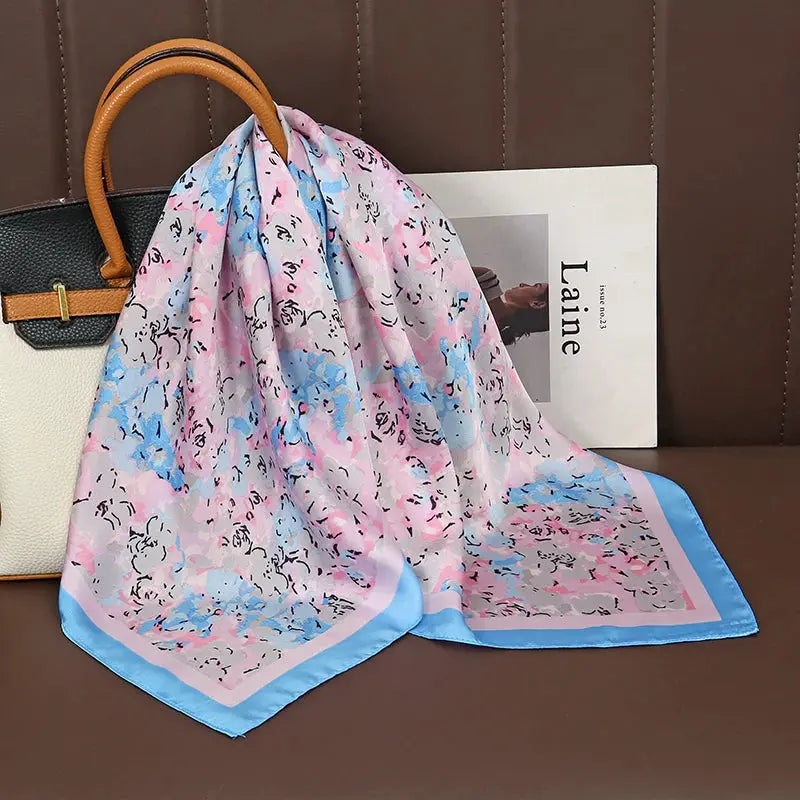 Luxe Silk Satin Square Scarf Silk Feel Finish Versatile Fashion Wrap For Shawl Hijab Neckerchief Hair Ribbon Headband