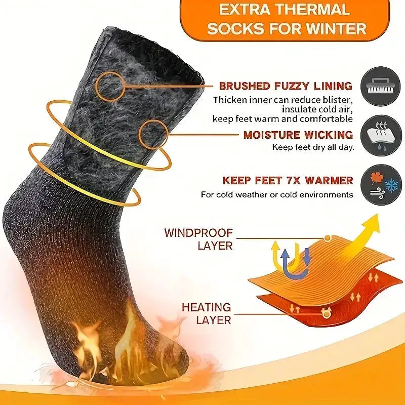 3 Pairs Womens Thermal Boot Socks Thick Winter Warm Cotton Socks Outdoor Comfort Pack