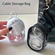 Portable mini clear and black zipper storage bags set of 2 with keychain loops for earphones and chargers Simples Market