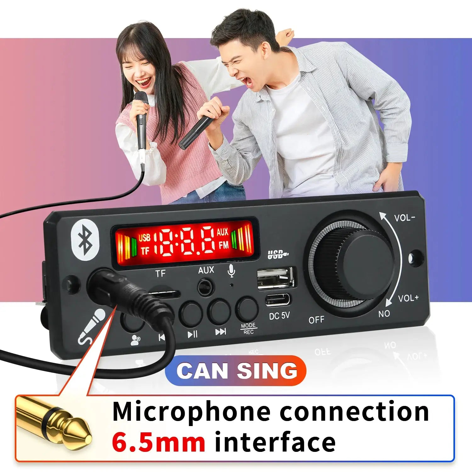 DC 5V Bluetooth 5.0 MP3 Decoder Board 6W Amplifier MP3 Player Support Call Recording 3.5mm USB TF FM For Car Speaker
