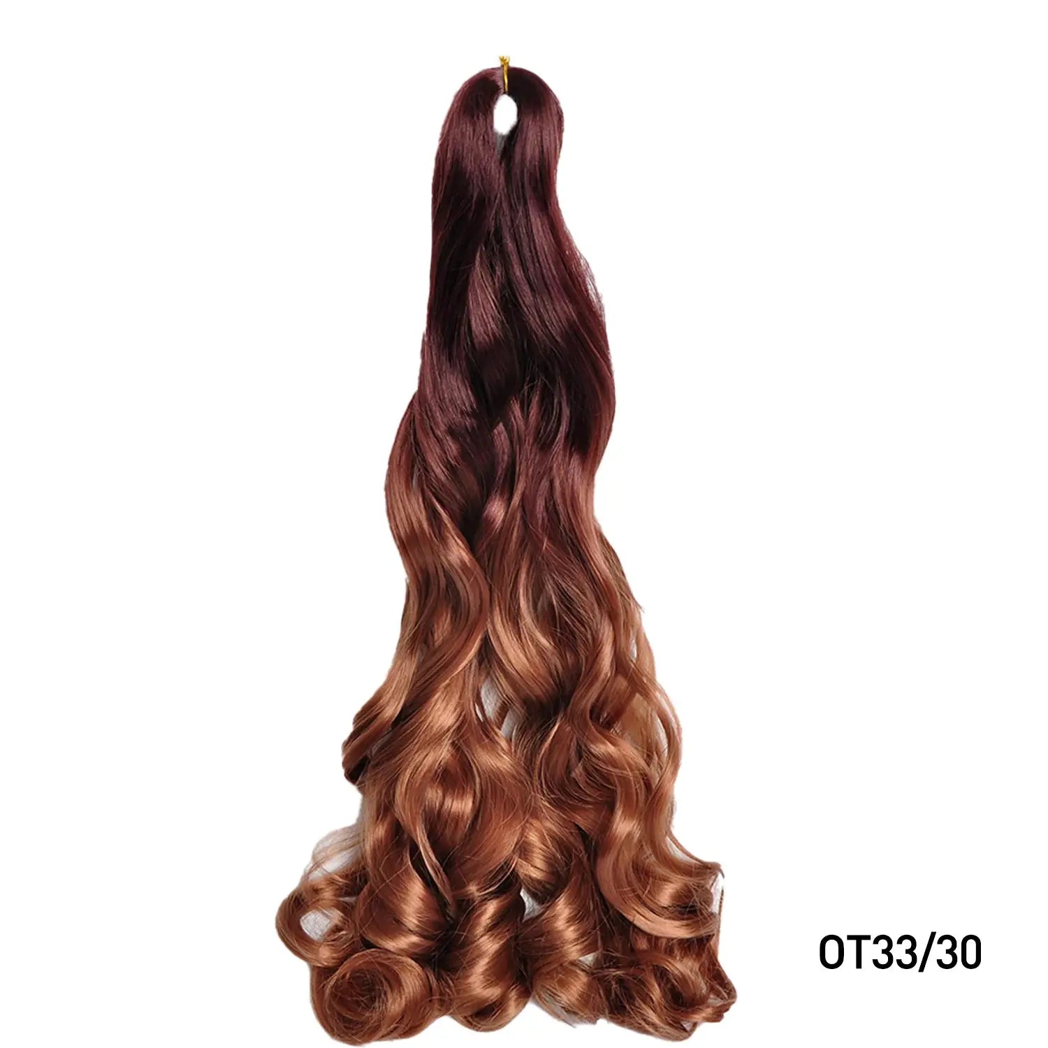 French Curls Braiding Hair extension, 24-inch synthetic spiral curls in burgundy to copper ombre.