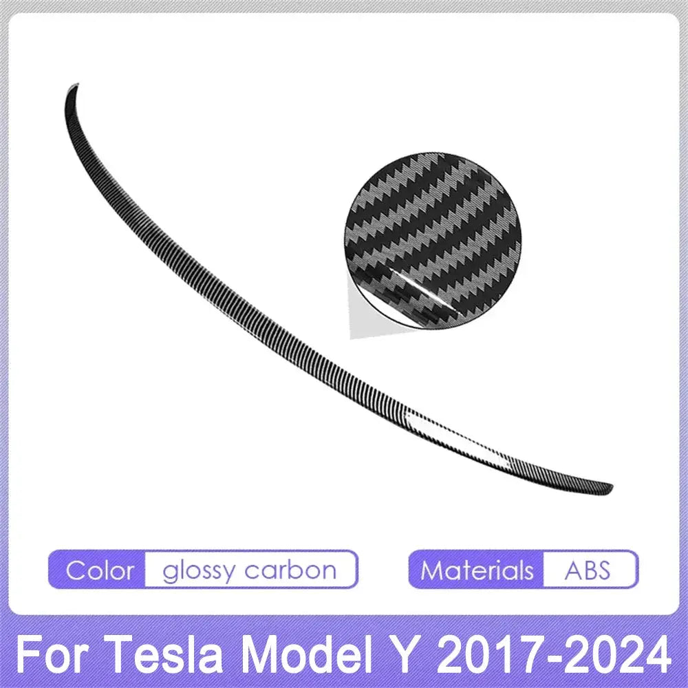 Model Y rear spoiler for 2017-2024 Tesla, glossy carbon finish, ABS material