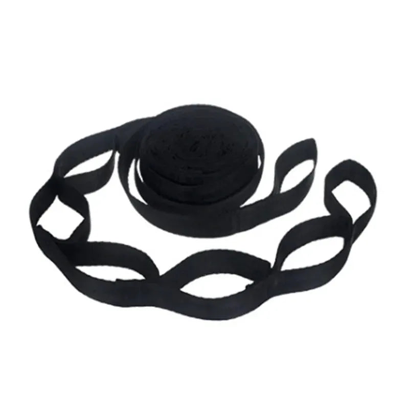 2 pcs hammock straps, black polyester with 5-ring design, 600lbs breaking strength