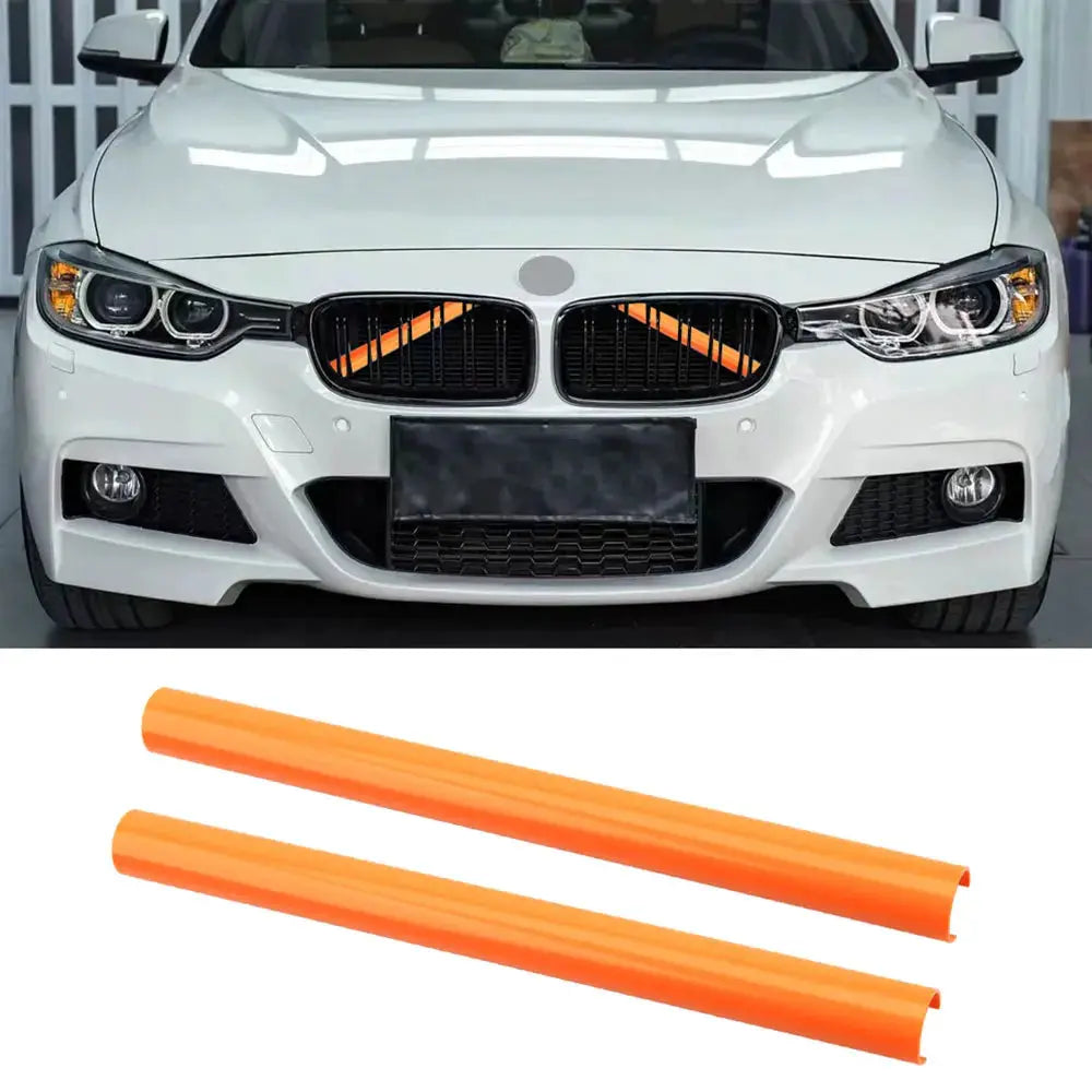 Simples Market 2pc orange front grille trim strips for BMW F-series V Brace M Sport Bar Decoration