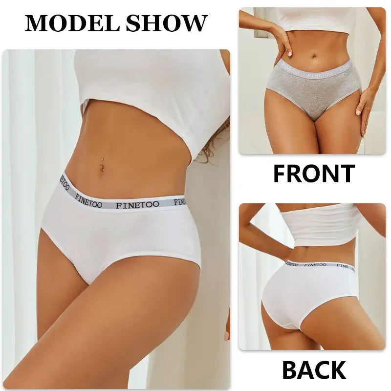 FINETOO cotton panties 3-piece white low-rise briefs with branded waistband by Simples Market