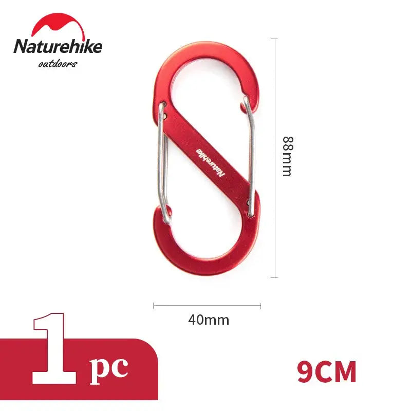 Naturehike red aluminum S-shaped mountaineering buckle keychain for camping backpacks