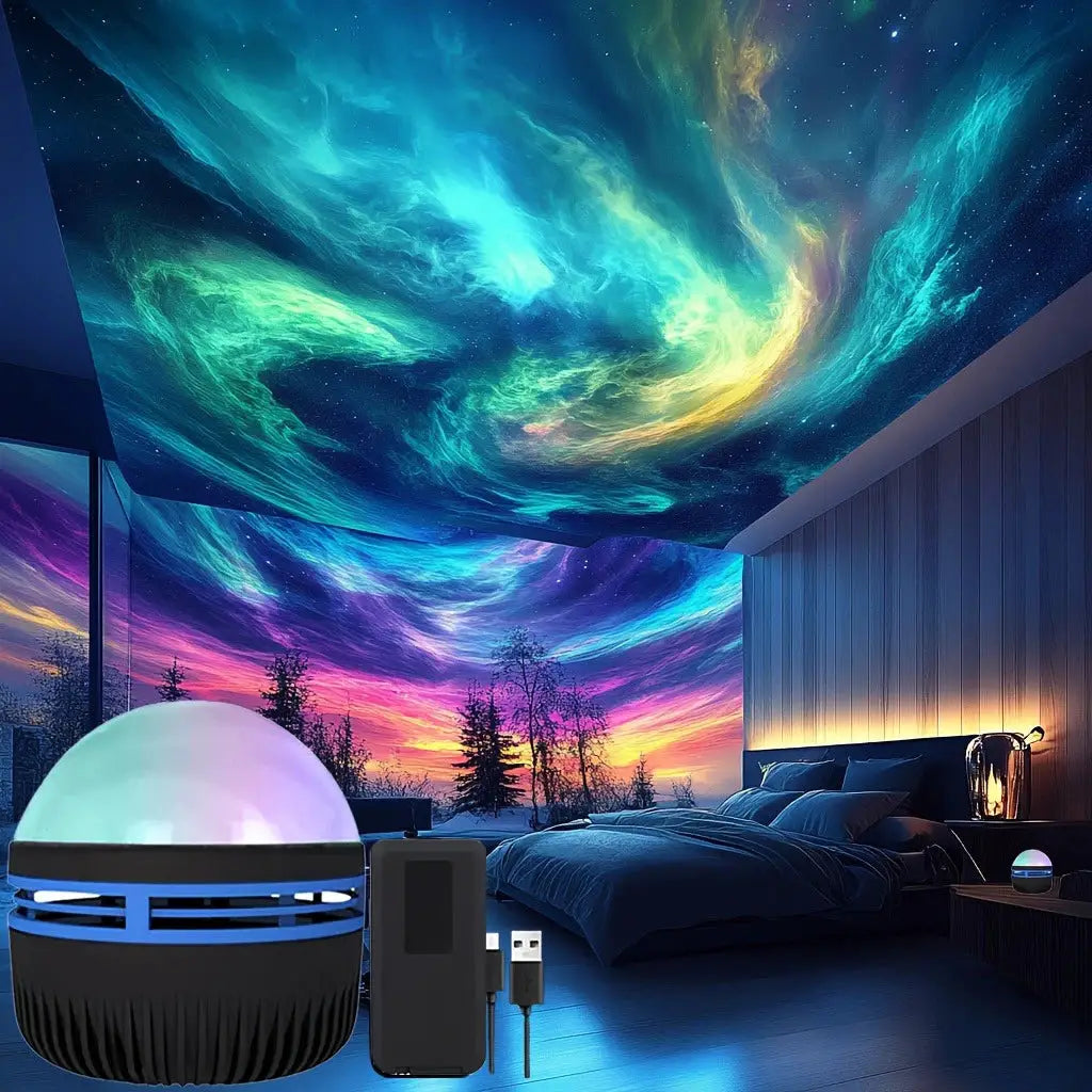 LED Northern Lights Projection Lamp Aurora Borealis With Remote USB Powered Color Changing Light