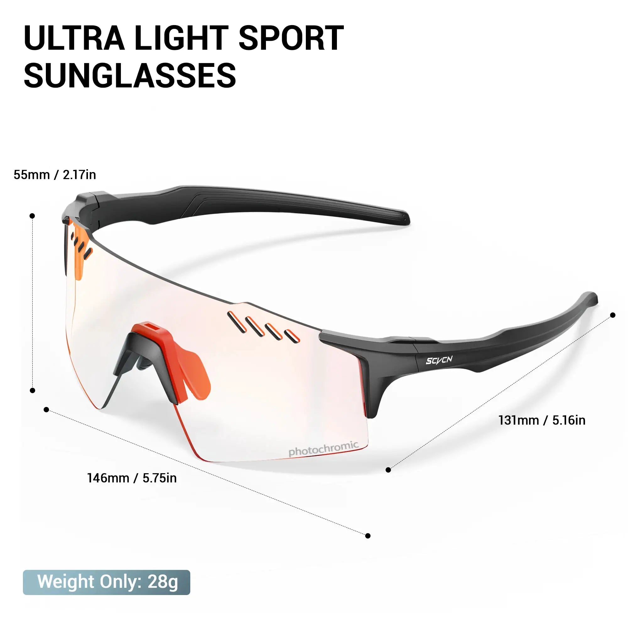 SCVCN Photochromic Cycling Glasses With Adaptive Lenses UV400 Protection For Outdoor Sports