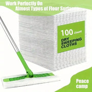 Dry sweeping cloths, white disposable mop pads, 100-count, Peace camp