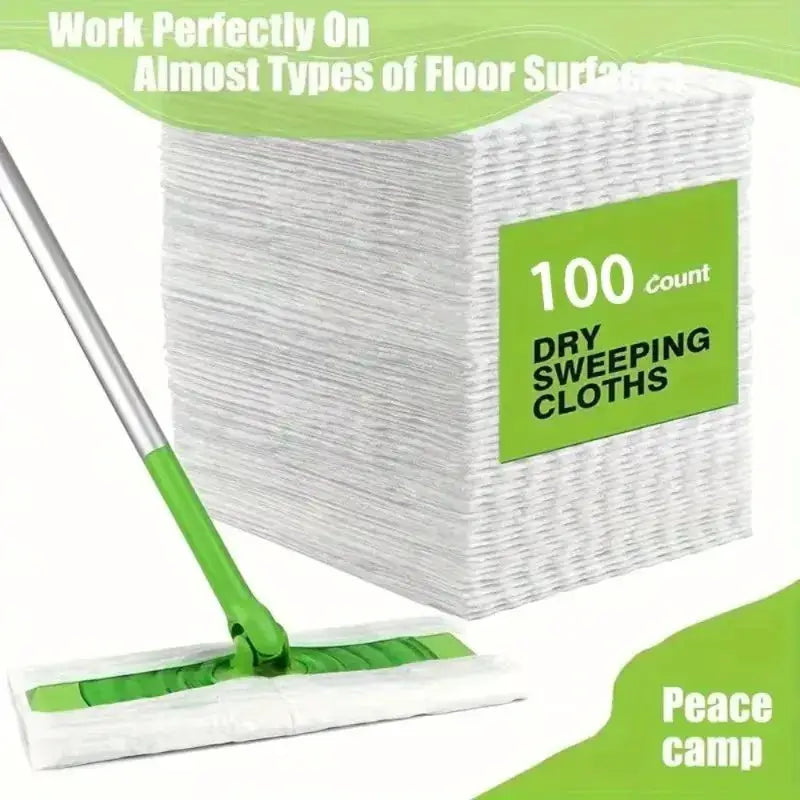 Dry sweeping cloths, white disposable mop pads, 100-count, Peace camp