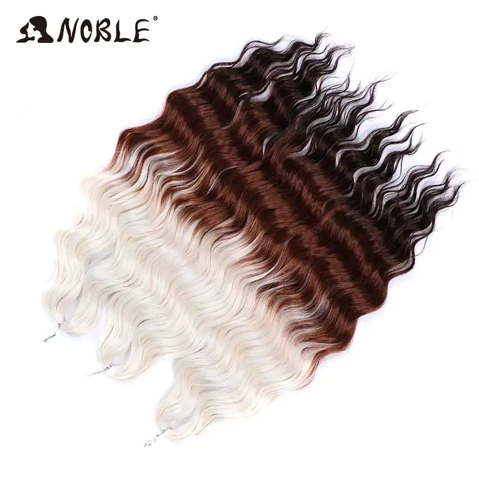 Noble Hair 3-pack synthetic loose deep wave braiding extensions, ombre dark brown to blonde, 24 inches, Simples Market