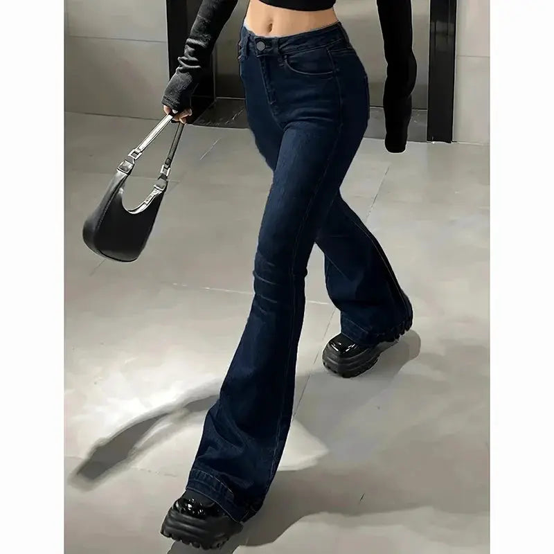 2025 High Waist Flared Bootcut Jeans Women Stretch Denim Bellbottoms