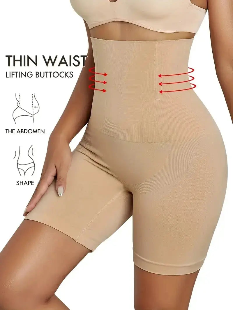 High waist shaping boyshort panties by Simples Market in beige, tummy control and butt lifting shapewear