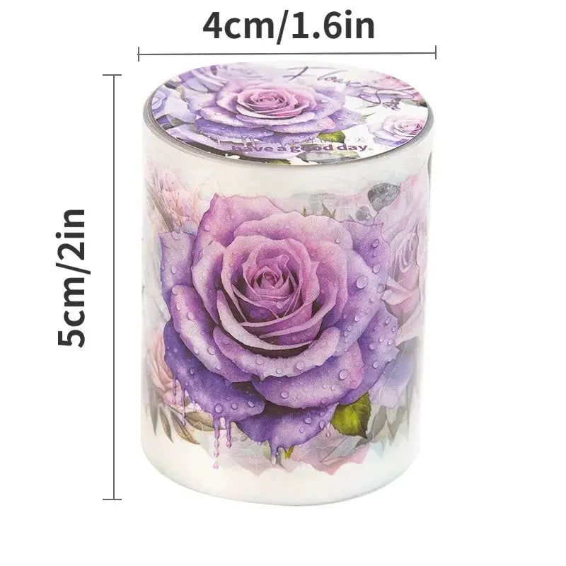 Mr.paper PET Washi Tape Flower Garden Series roll with purple rose design