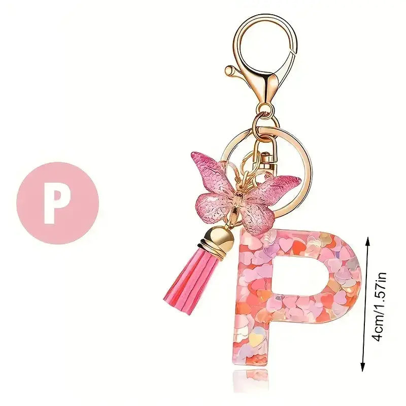 Customizable A To Z Letter Keychain With Resin Pendant Metal Holder Lobster Clasp For Keys Bags And Cars