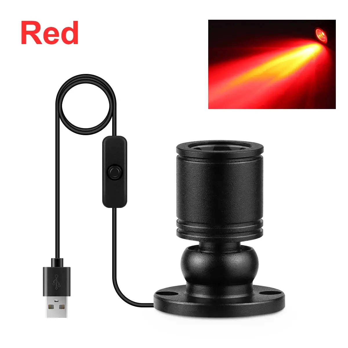 Red LED USB spotlight 5V mini ceiling light 1W with inline switch