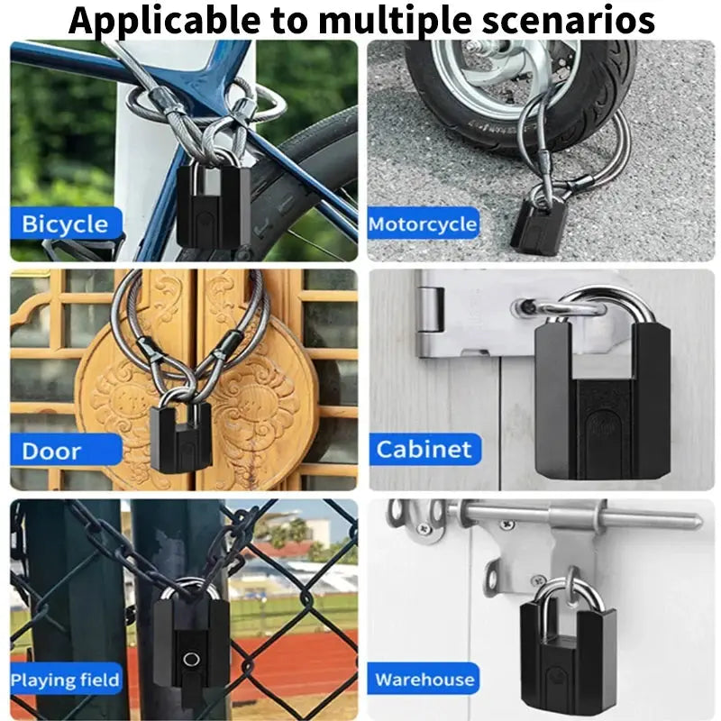 BBDHOME smart padlock with TTLock app; fingerprint keyless IP67 waterproof for bike, motorcycle, cabinet, door